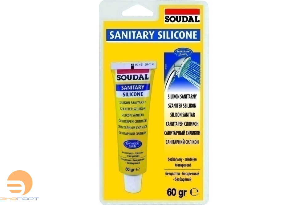 Герметик SOUDAL Силикон Санитарный б/ц 60гр, (блистер)