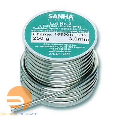 Припой мягкий S-Sn97Cu3 Нр.3 3 мм Sanha 
