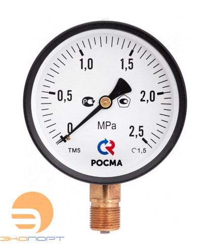 Манометр ТМ-510Р.00 (0..0,1 МПа), G1/2", 100мм, кл.т. 1,5, 150С, радиальный 