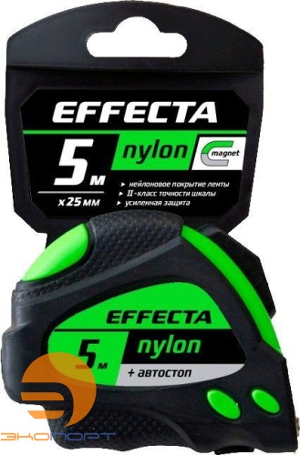 Рулетка Effecta Nylon - 5м/19 мм с магнитом, автостопом, лентой нейлон