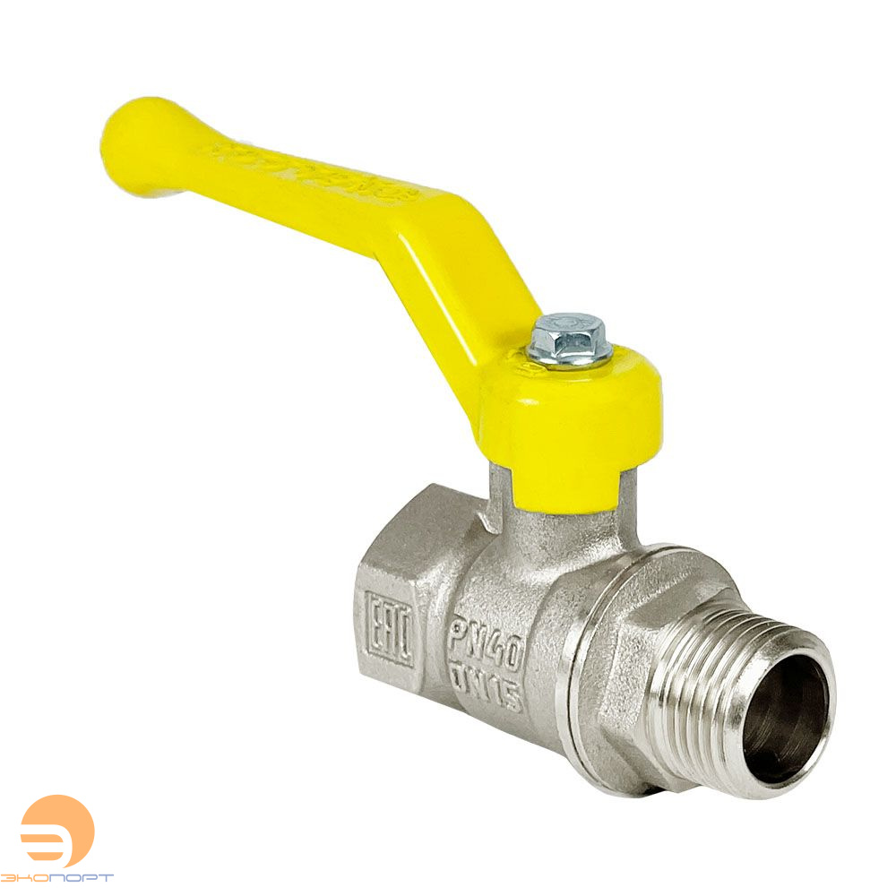 Кран шаровый для газа ВН  1/2 никель STANDART N/P 59 рычаг Valfex