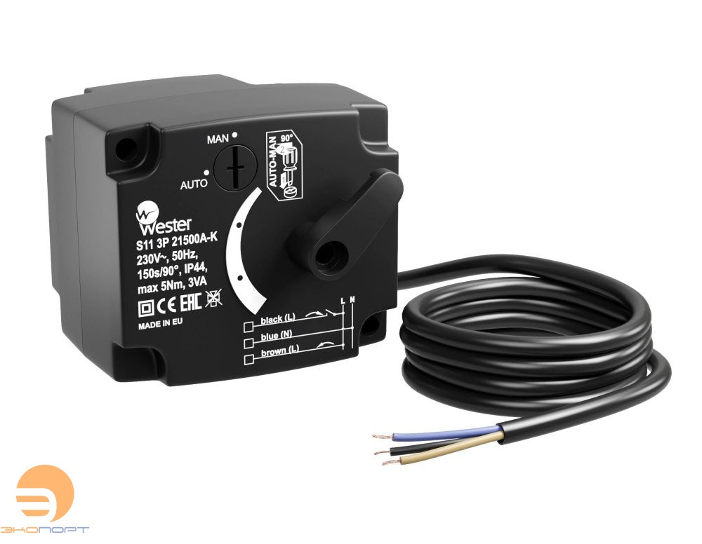 Привод Wester S11 3P 21500А-K 230 VAC 50 Hz 150s/90° 3-точ SPDT 5 Nm