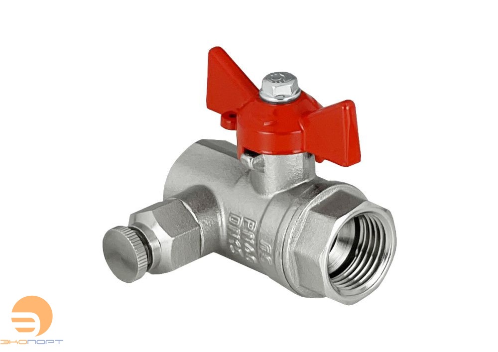 Кран с дренажем и воздухоотводчиком 1/2 ВР-ВР бабочка Valfex