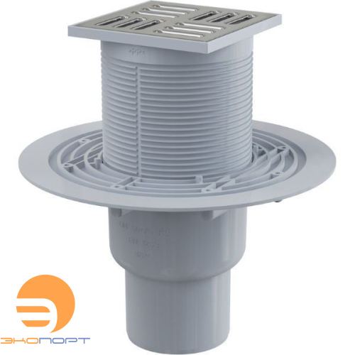 Трап сливной 105 х 105/50, верт. комбинированный гидрозатвор, н/ж ALCA PLAST