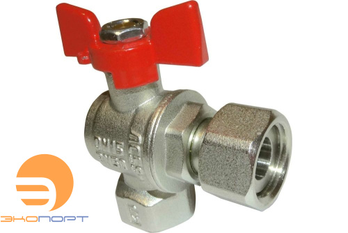 Кран шаровой с накидной гайкой угловой ВР/накидная гайка  1/2" (бабочка) Valfex