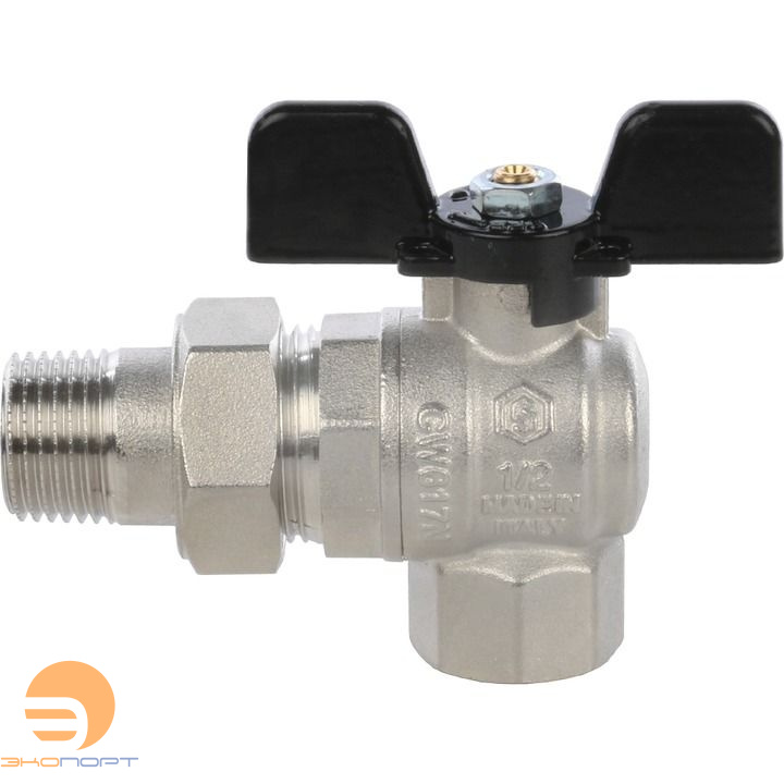 Кран шаровой полнопроходной угловой, ВР/НР, ручка бабочка 1/2, (американка) STOUT