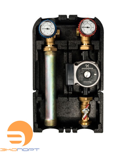 Насосная группа с прямым контуром 1" с насосом Grundfos UPSO 25-65 в теплоизоляции STOUT