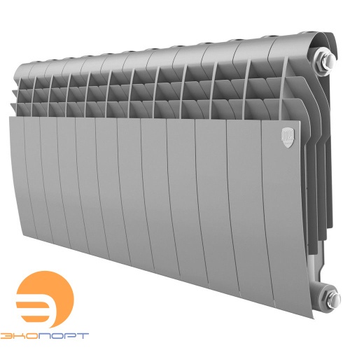 Радиатор биметаллический BiLiner Silver Satin 350/87 12 секций (серый) Royal Thermo