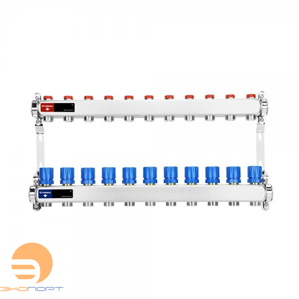 Коллектор с регулирующими и балансировочными клапанами 11 выхода (ВР1", 3/4" EK), нерж сталь Varmega