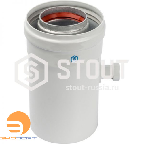 Элемент дымохода конденсатосборник гориз. 60/100, п/м с уплотн. STOUT