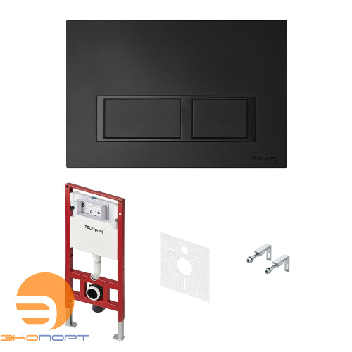 Комплект TECEspring, панель смыва с прямоугольными кнопками,  Черный матовый Комплект TECEspring, панель смыва с прямоугольными кнопками,  Черный матовый