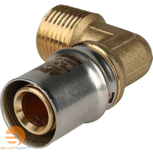 Угольник  20-1/2 НР латунь, пресс Stout