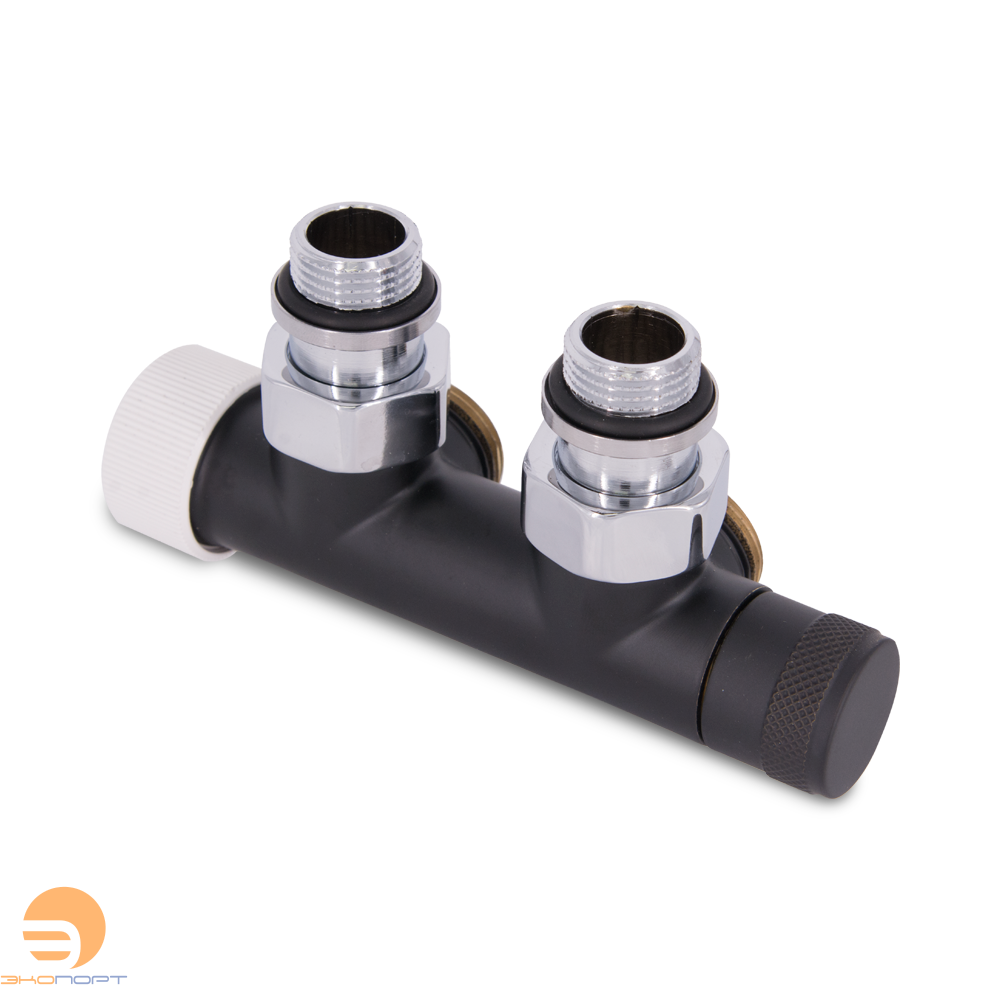 Узел нижнего подключения термостатический SR Rubinetterie угловой 1/2"х3/4"Е Чёрный матовый (левый)