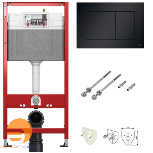 Комплект 4в1 TECEbase 2.0 для установки подвесного унитаза с панелью TECEnow, черный матовый, TECE