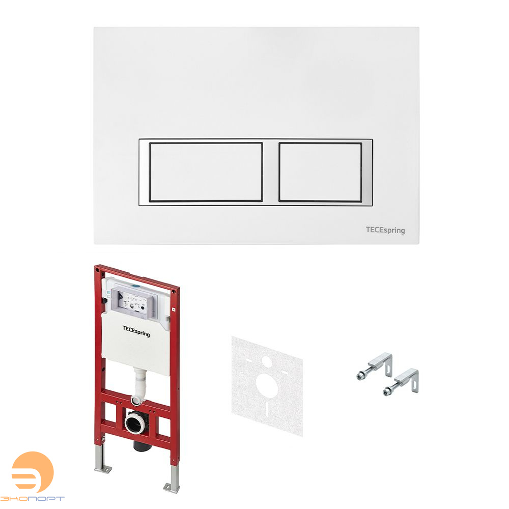Комплект TECEspring, панель смыва с квадратными кнопками Белый глянцевый