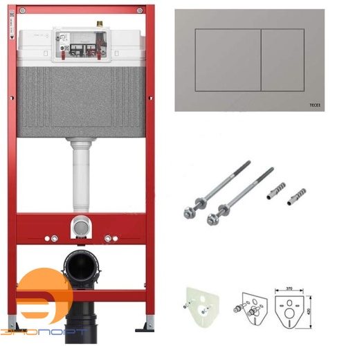 Комплект 4в1 TECEbase 2.0 для установки подвесного унитаза с панелью TECEnow, хром глянцевый, TECE