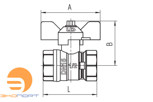 Кран шаровой ВВ  3/4" (бабочка)  LD