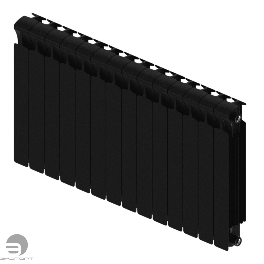 Радиатор биметаллический Monolit 500/100 мм 14 секции G3/4" боковое подключение Антрацит Rifar
