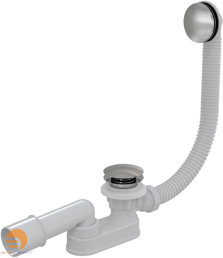 Сифон для ванн сниженный. высота 90 мм L 570 х Д 52 мм, CLICK/CLACK вых 40/50 ХРОМ ALCA PLAST