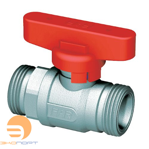 Кран шаровой прямой хром. 3/4"EK (бабочка, красный) FAR