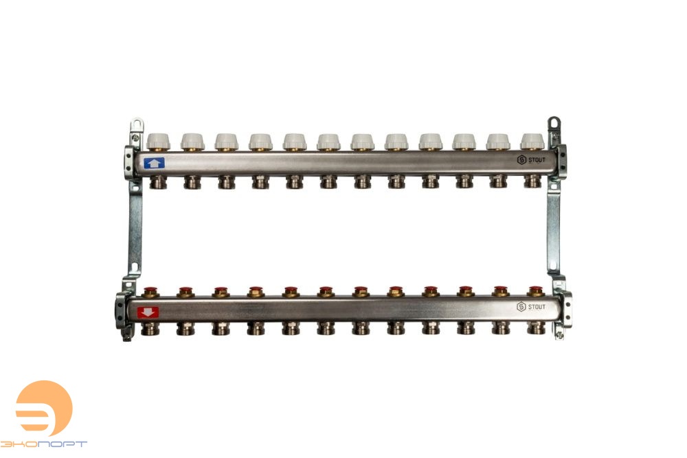 Коллектор 12 вых с вент вставками (без заглушек) Stout