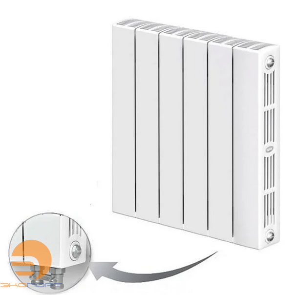 Радиатор биметаллический SUPReMO Ventil 350/90  6 секций (SVL) нижнее слева Rifar