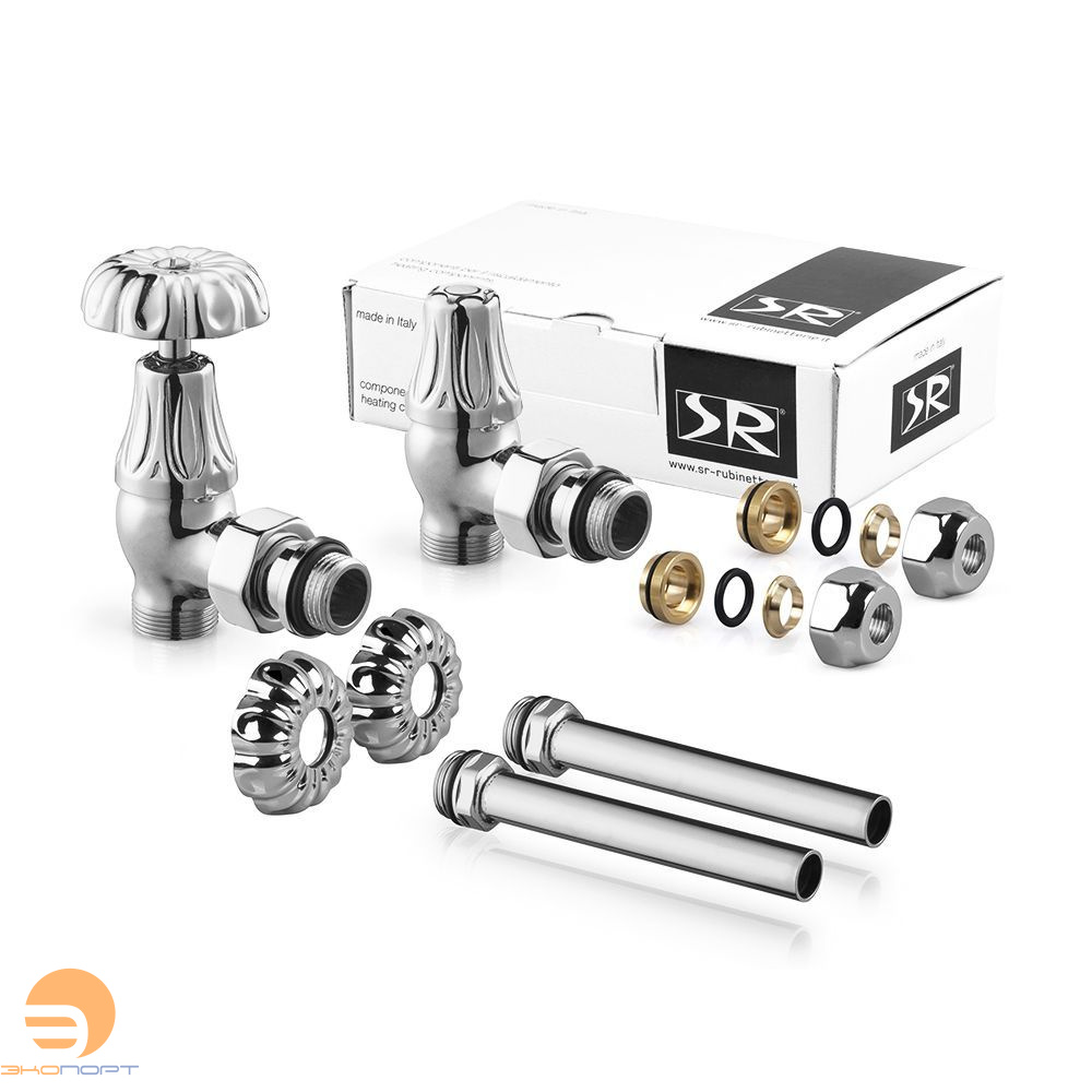 Комплект вентилей с трубками 1/2" угловой, ХРОМ, серия "Old Style" SR Rubinetterie