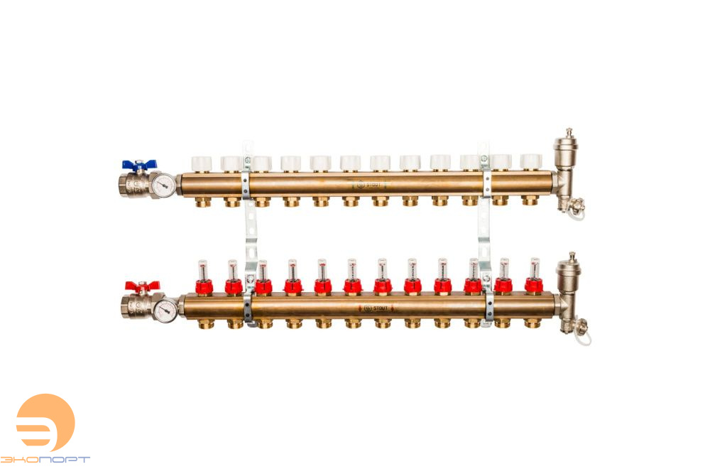 Коллектор в комплекте 12 вых в сборе с расходомерами Stout