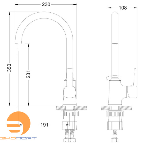 Смеситель для кухни Evitta, с высоким поворотным изливом, хром, LEMARK