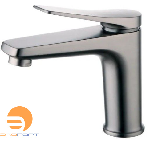 Смеситель для умывальника Bronx, монолитный, графит, с выпуском, LEMARK