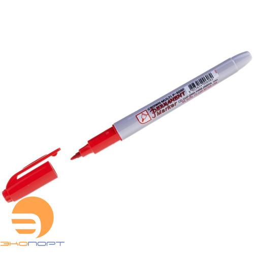Маркер перманентный красный, пулевидный, 1мм Crown "Multi Marker Super Slim" 