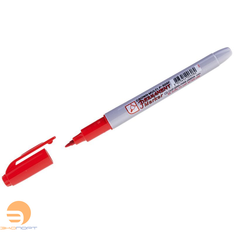 Маркер перманентный красный, пулевидный, 1мм Crown "Multi Marker Super Slim" 