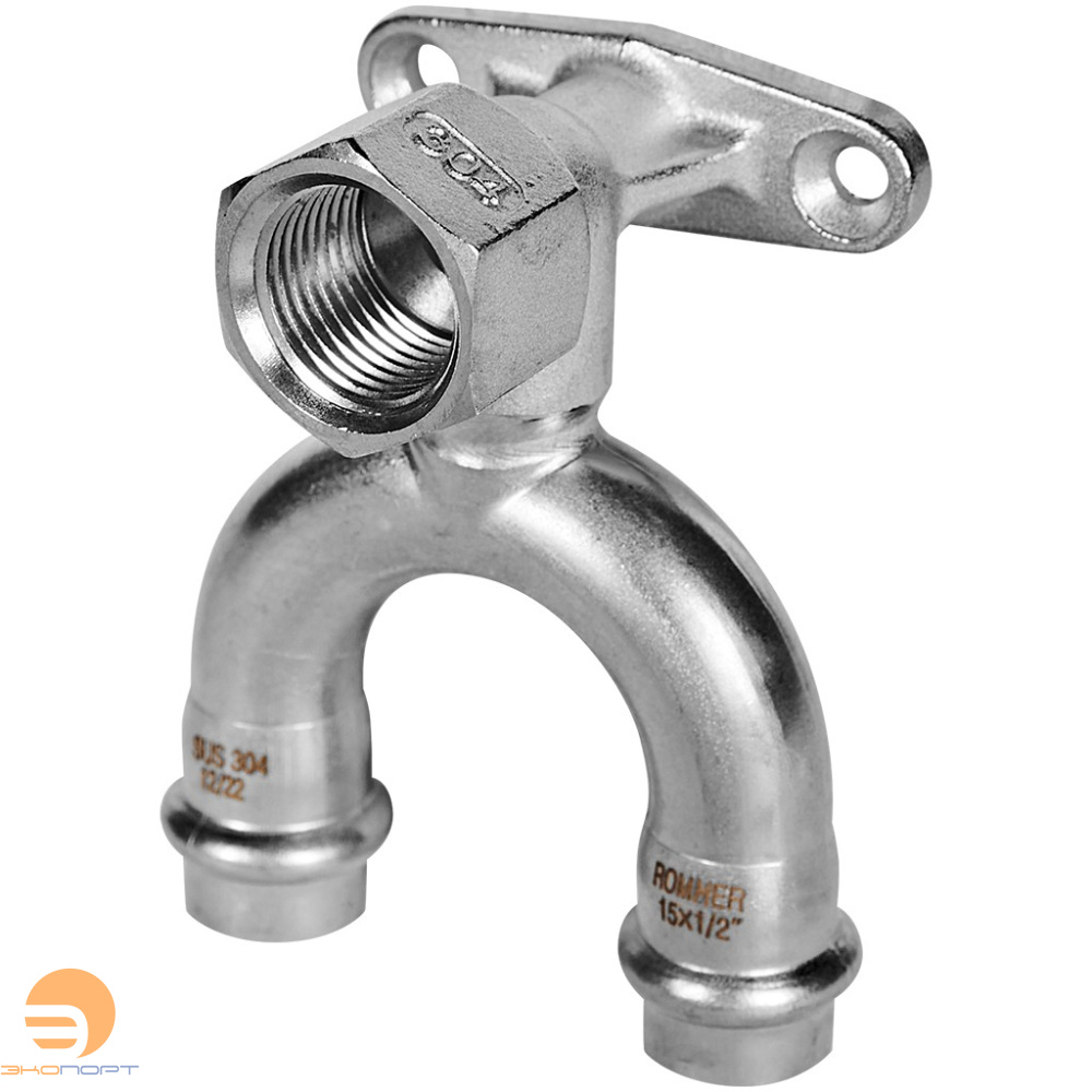 Угольник с креп. проходной 15*1/2" ВР Rommer