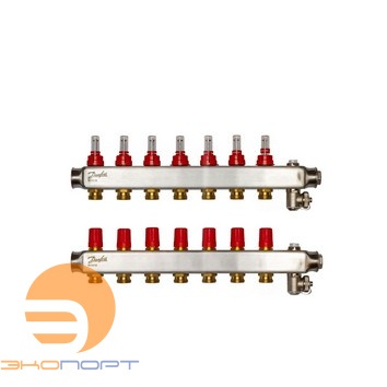 Коллекторы SSM-07F с расходомерами, 7 контуров,  нерж. 