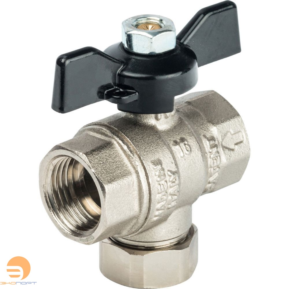 Кран шаровой+фильтр 1/2" (бабочка) Stout