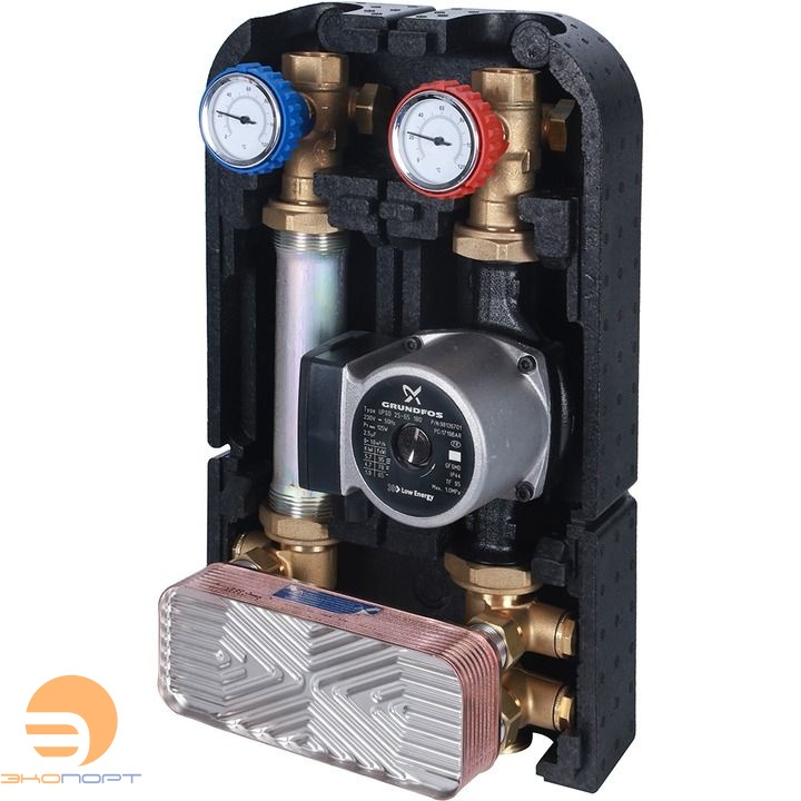 Насосная группа с теплообменником 18 пл., с насосом Grundfos UPSO 25-65 в теплоз. STOUT 