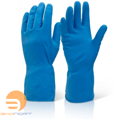 Перчатки хозяйственные латексные универсальные Gloves L синие
