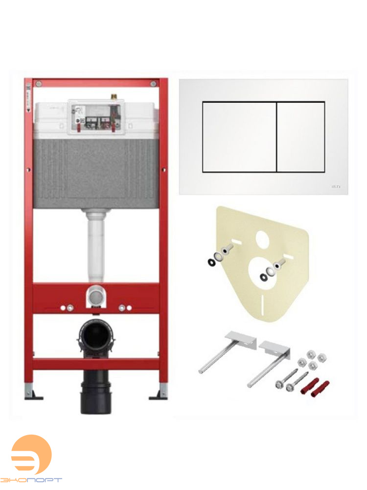 Комплект 4в1 TECEbase 2.0 для установки подвесного унитаза с панелью TECEnow, белый матовый, TECE
