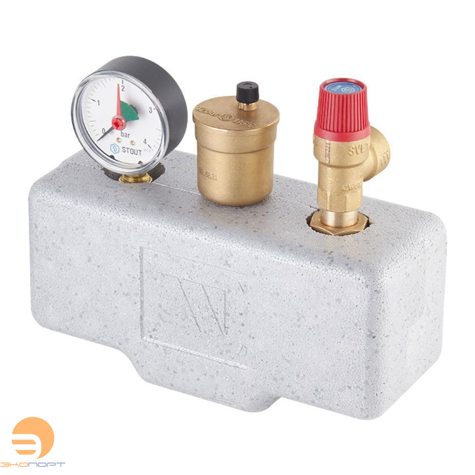 Группа безопасности котла 1" до 50 кВт в теплоизоляции STOUT