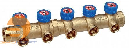 Коллектор регулирующий 1 1/4" (НР - ВР) c 4-мя отводами М33х1,5 FAR