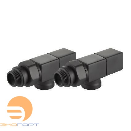 Набор дизайн-вентилей Royal Thermo CUBE, осевой (черный) 1/2"