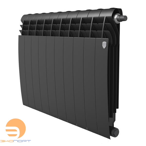 Радиатор биметал. Noir Sable 500/87 VR80  10 секций (черный, нижнее подключение) Royal Thermo