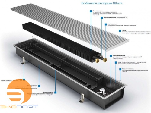 Конвектор Varmann Ntherm N 300.110.1600 RR U EV1 натуральный алюминий, профиль U