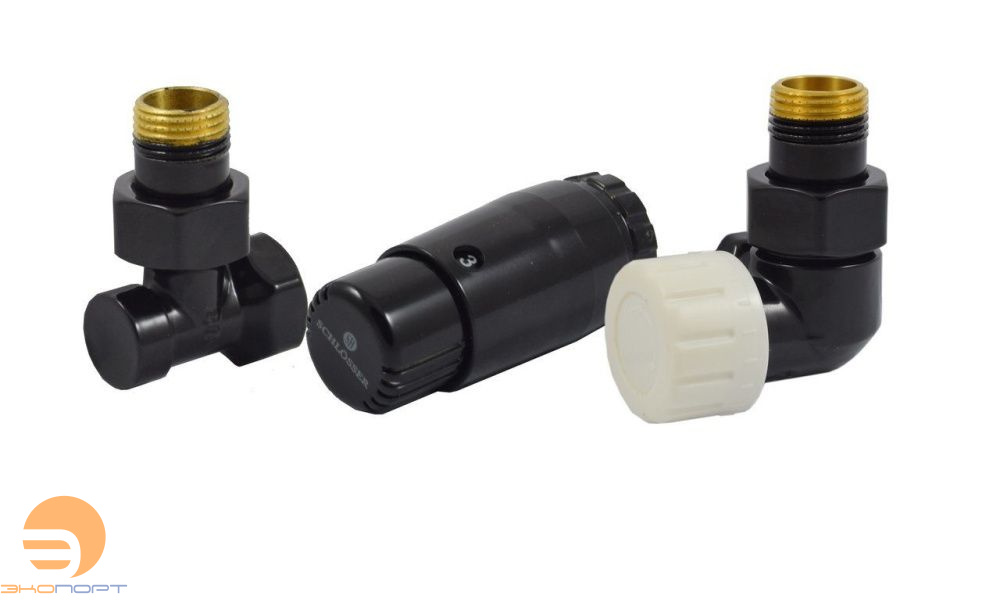 Комплект трехосевой левый Чёрный DN15 GZ1/2xGW1/2 с головкой Мини M30x1,5