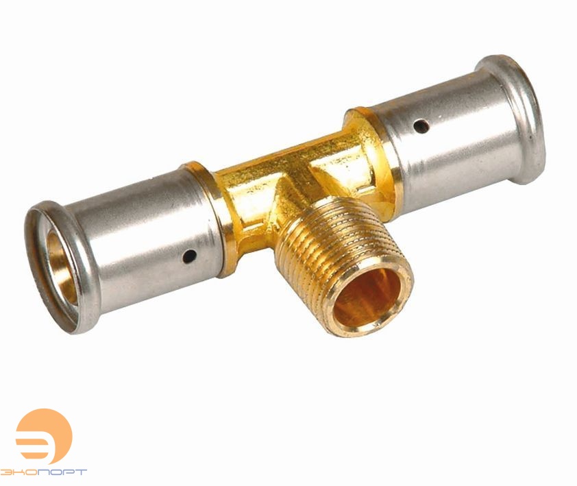 Тройник 26-1/2-26 НР латунь, пресс HENCO