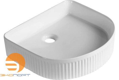Раковина накладная без перелива, белый глянец, ребристый край, MILLEAU