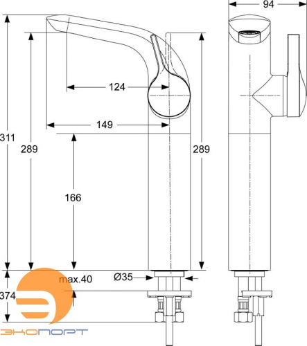 Смеситель д/рак. Melange  с удлиненным корпусом IDEAL STANDARD