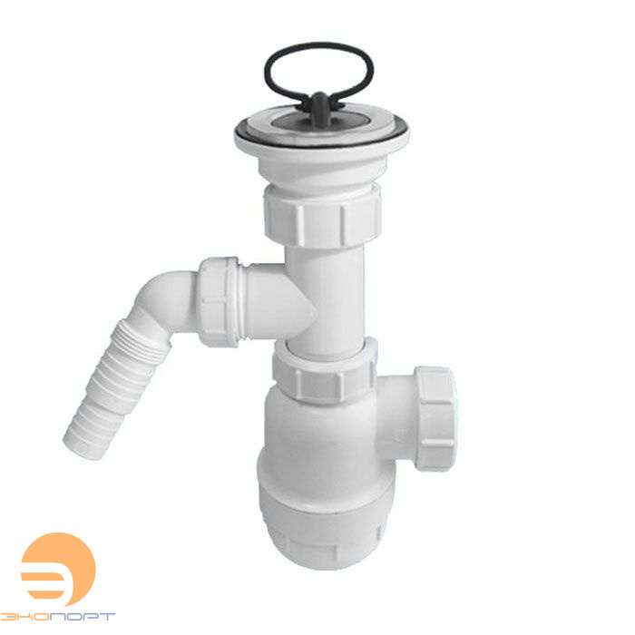 Сифон бутыл. (1 1/2"х40мм) с выпуском (решетка н/ж 70мм, пробка, адаптер) выход DN40мм McAlpine