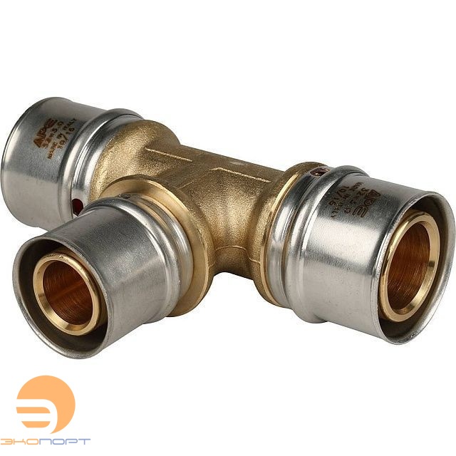Тройник 32х26х32 латунь пресс Stout