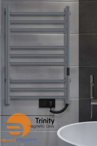 Полотенцесушитель Line Trinity(electro)80/50 (таймер,скр.монтаж,унив.подкл.R/L,Magnetic Grey) INDIGO